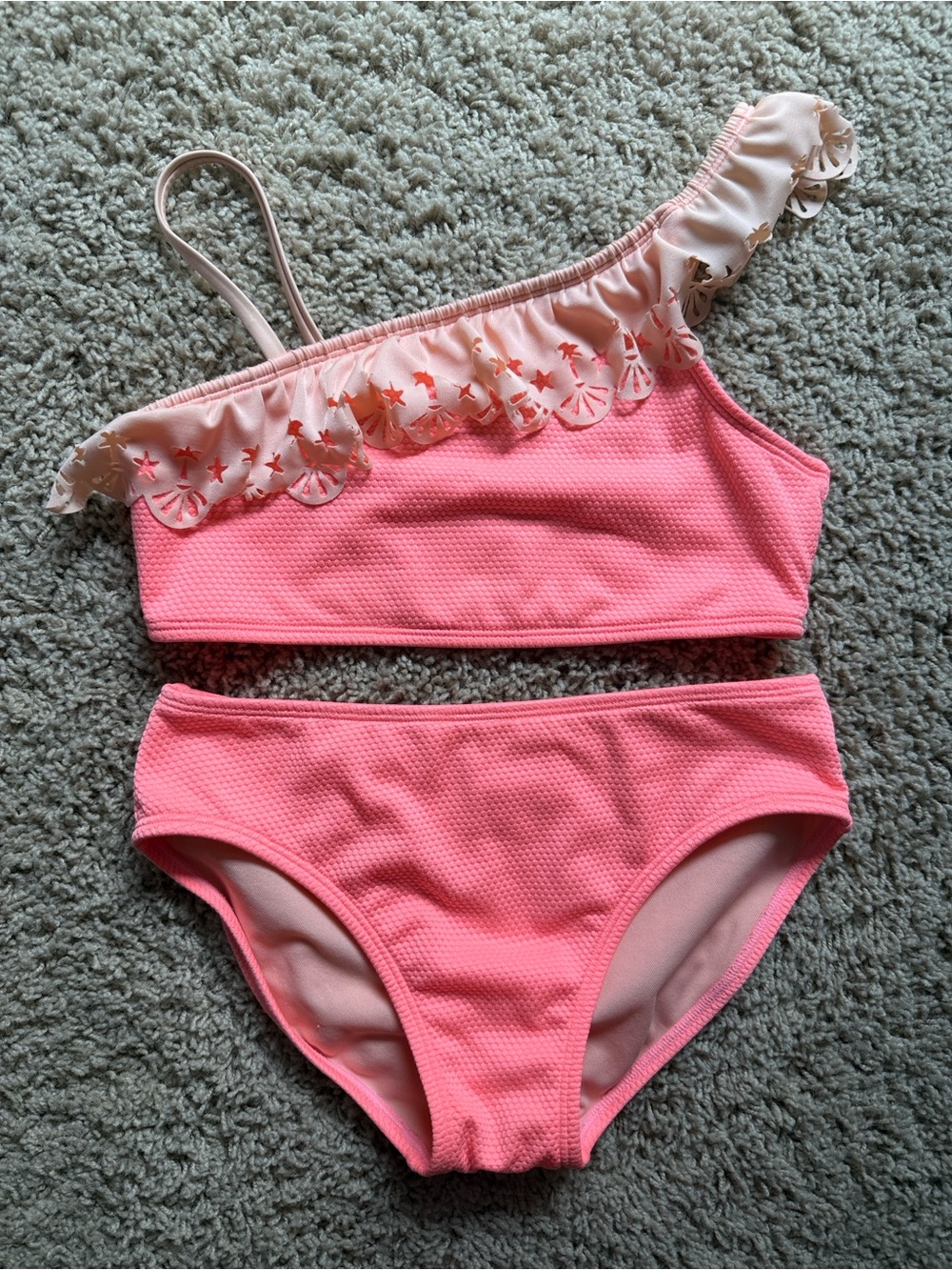 Cat & Jack Pink Two-Piece Ruffle Girl's Swimsuit